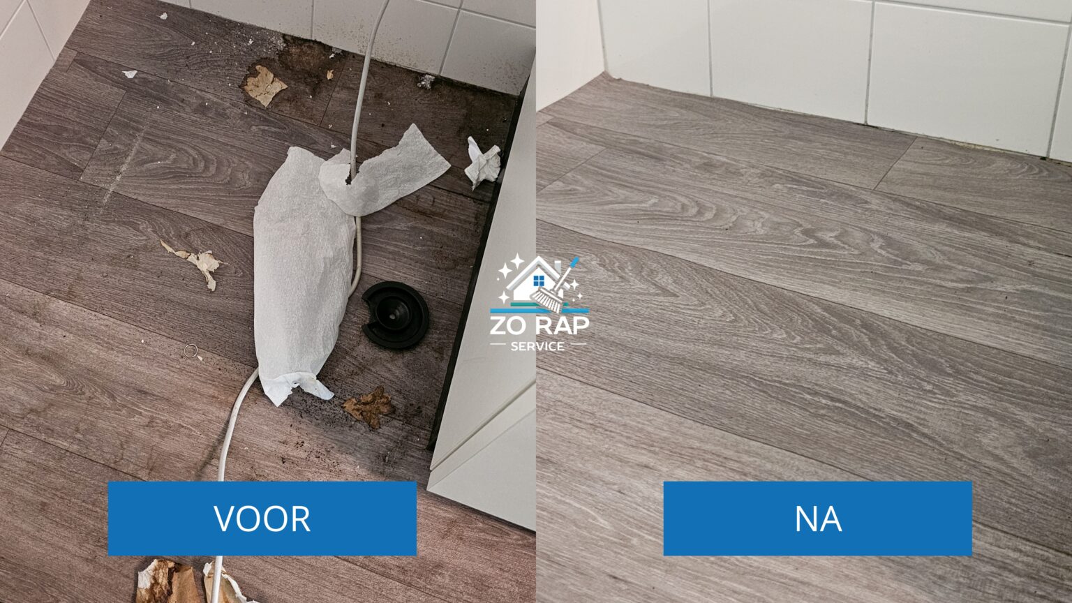 Schoonmaak Vloer before and after