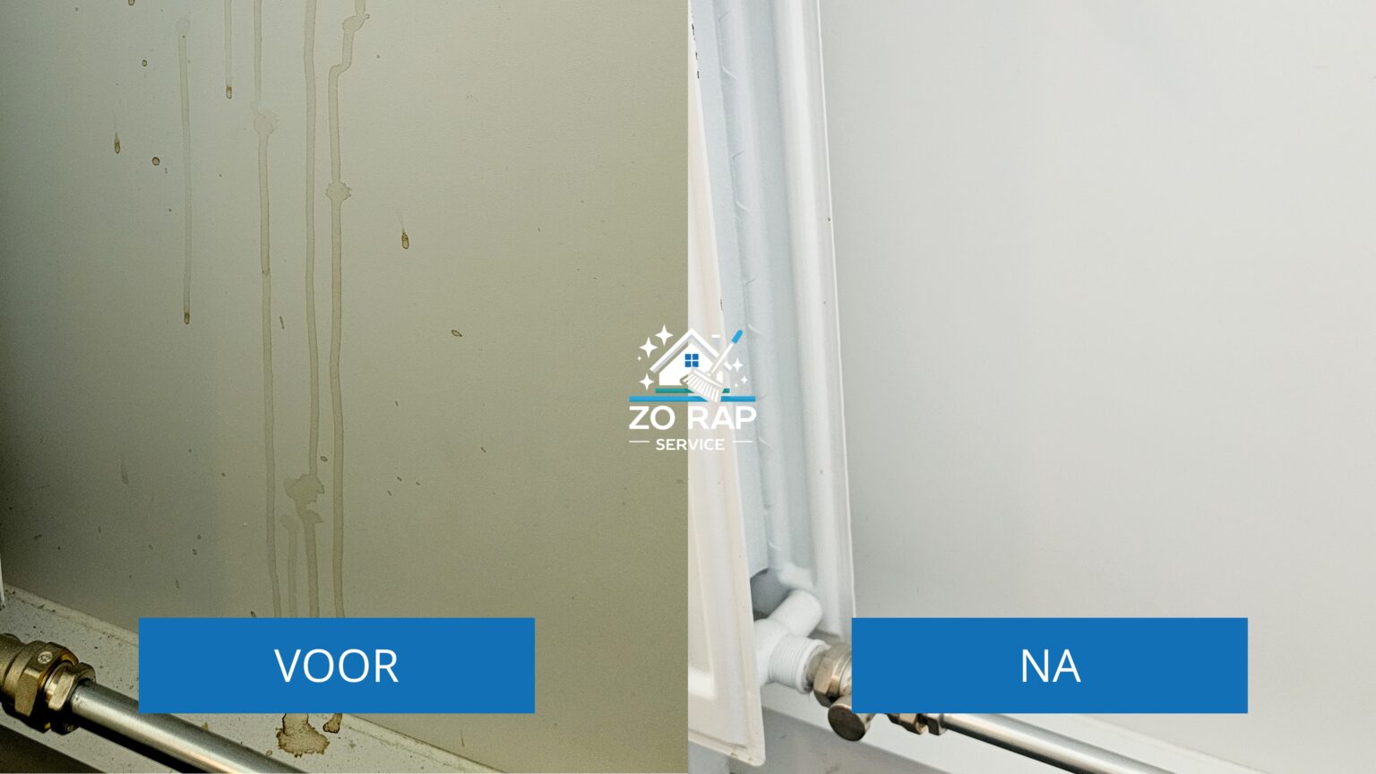 Schoonmaak Wand before and after